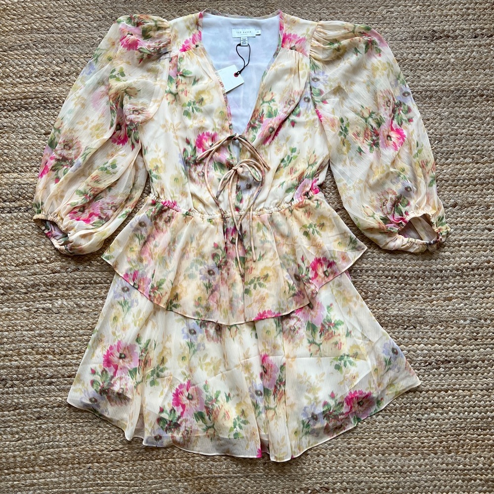 Ted Baker London Cream Floral Dress